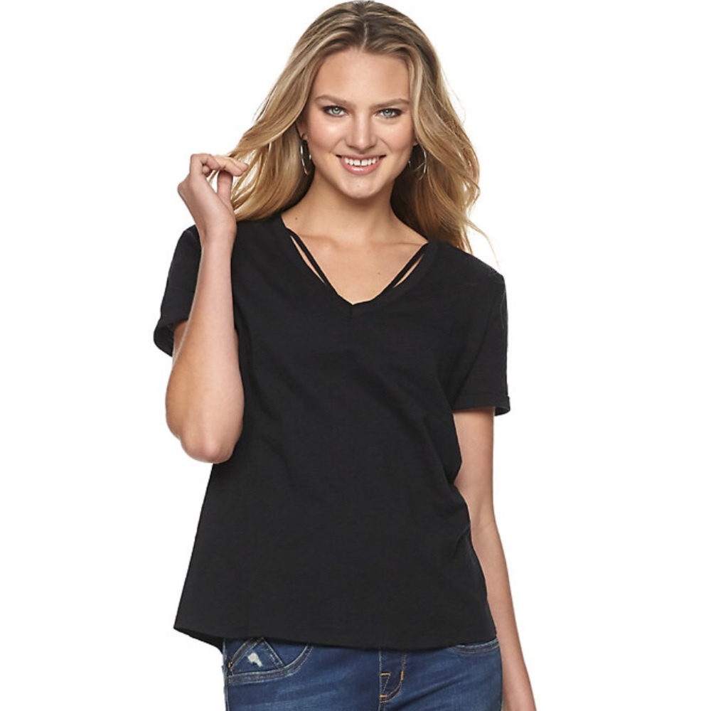 Rock & Republic Double V Neck Tee